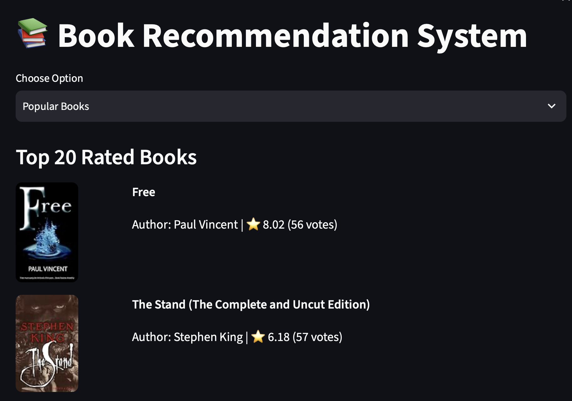 Book Recommendation System Screenshot 1