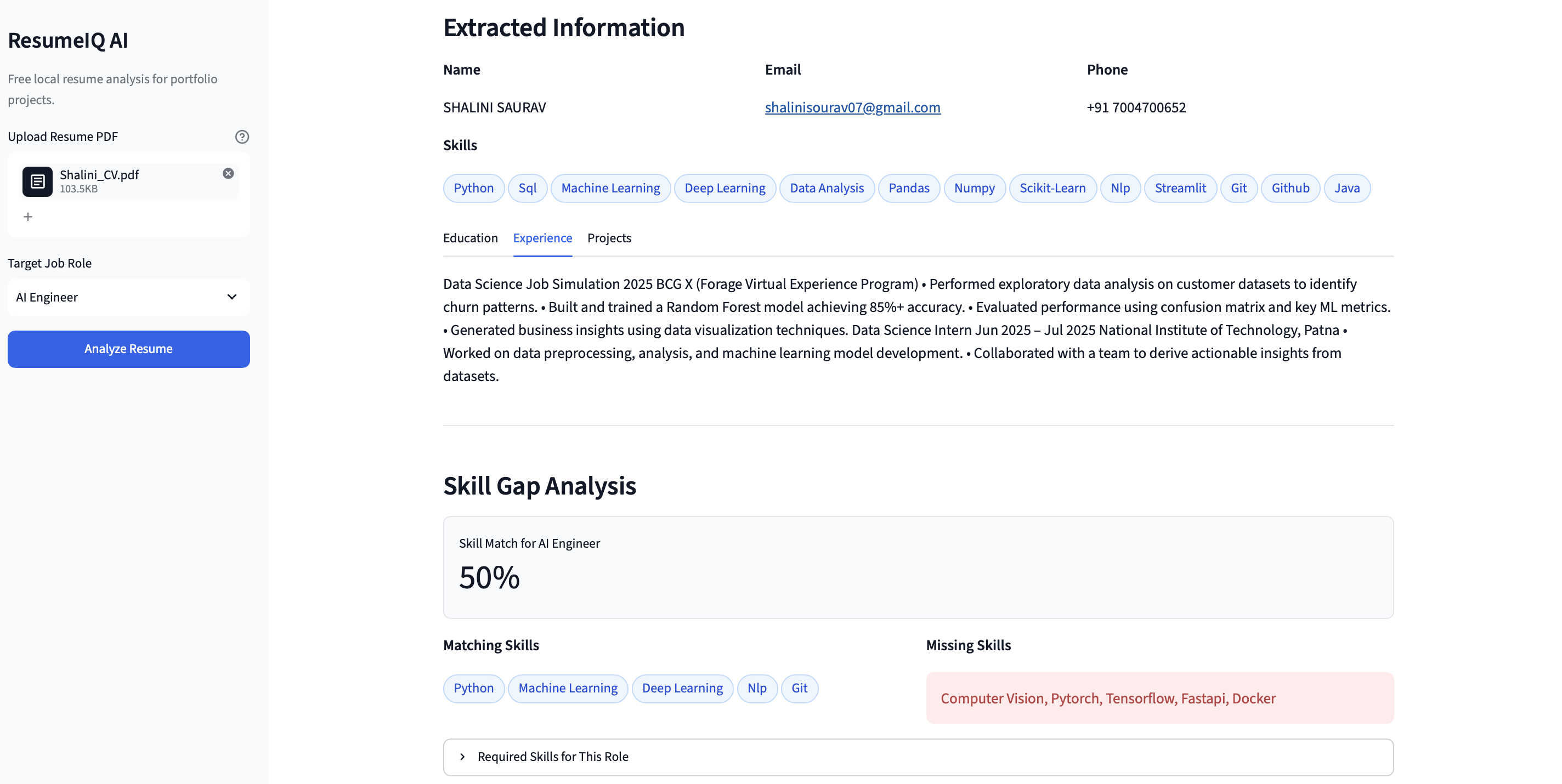 ResumeIQ Evaluation Metrics